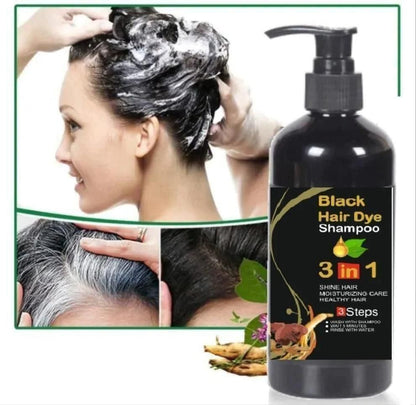 Unisex Instant Black Herbal Hair Dye Shampoo for Grey Hair Coverage