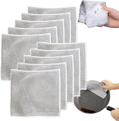 Multipurpose Wire Dishwashing Rags for Wet and Dry (Pack of 10)